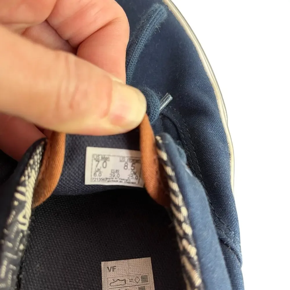 VANS Era 59 C&L‎ Dress Blues Sneakers Mens 7 Casual Boat Shoes Brown Trim NWOT